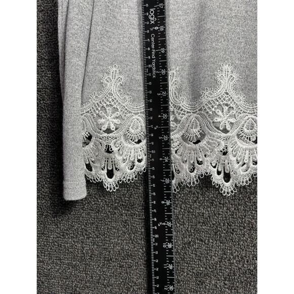 Kori America Top Womens Size S Gray Lace Hem Cottagecore Boho Long Sleeve - Picture 6 of 7